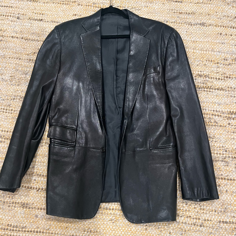 Black Leather Gucci Jacket for Men